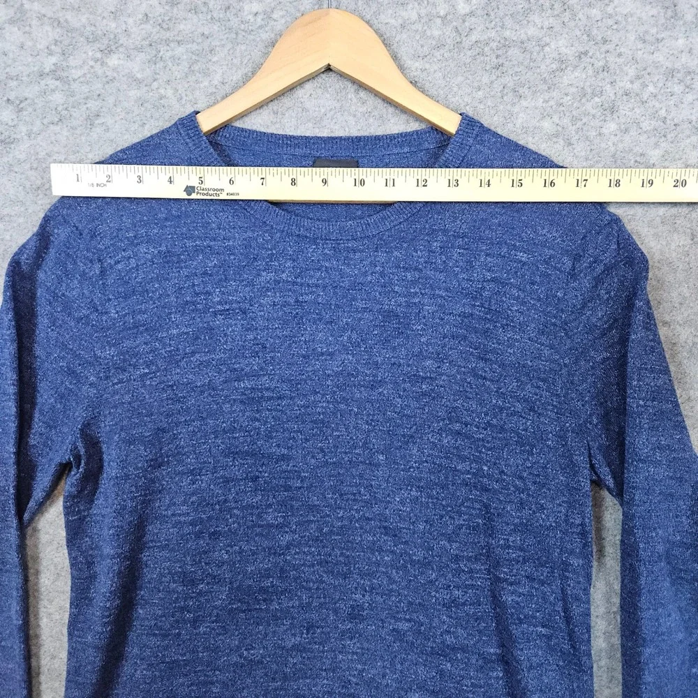 J Crew Men's Heathered Blue Crewneck Sweater Size S Lightweight 100% Cotton Soft
